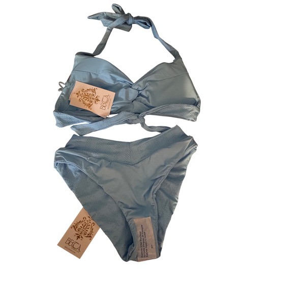 BECCA Twist Halter Bikini‎ Top  & Twist Hipster Bikini Bottom Size Medium - Picture 7 of 9
